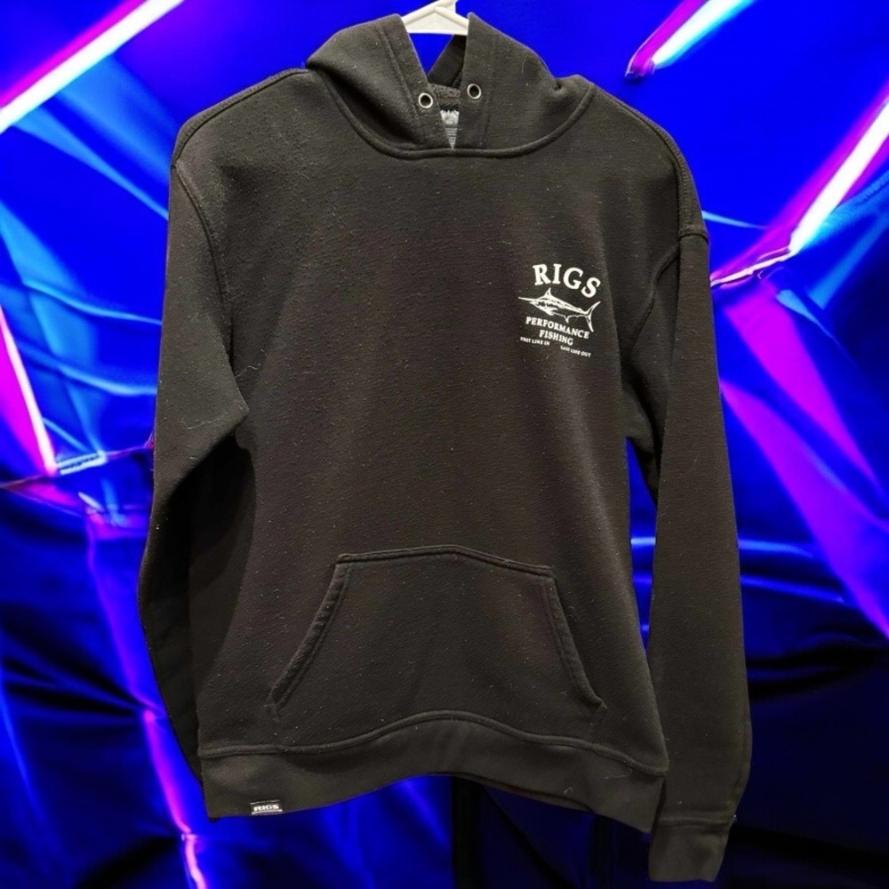 RIGS fishing Black Hoodie SMALL